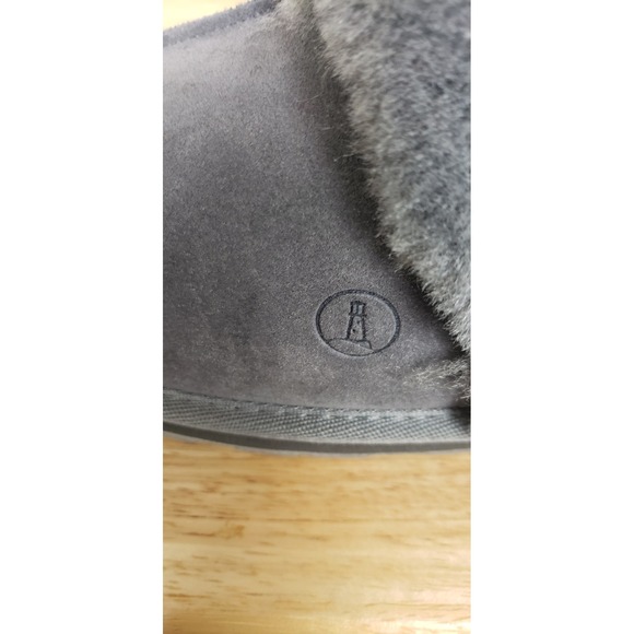 Lands End Women Gray Faux Fur Lined Mule Slippers Comfort Shoes 10B Cozy Winter - Picture 5 of 7